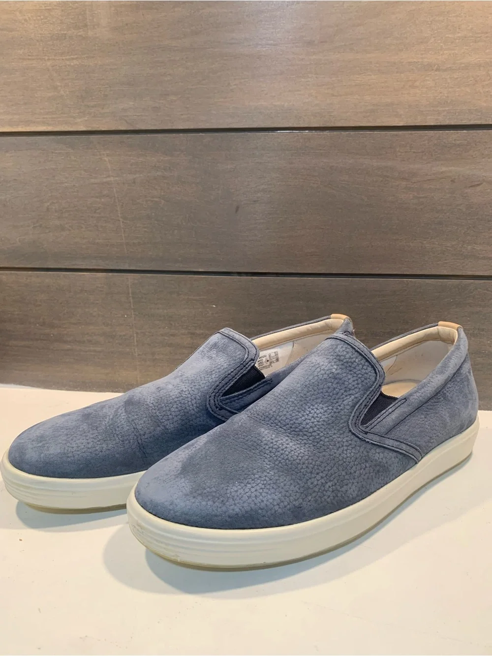 Ecco Soft 7 Slip-On Leather Loafer Blue Size 10-10.5 Preppy Casual  MInimal